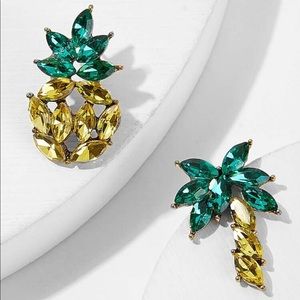 Gemstone Pineapple Mismatched Stud Earrings
